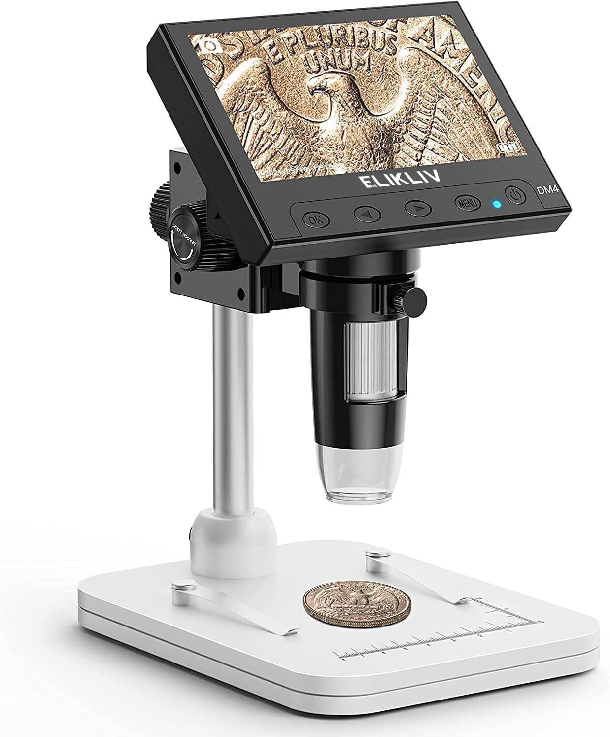 Microscope LCD Digital Coin Microscope 1000x Coin Magnifier 8 Adjustable Lights