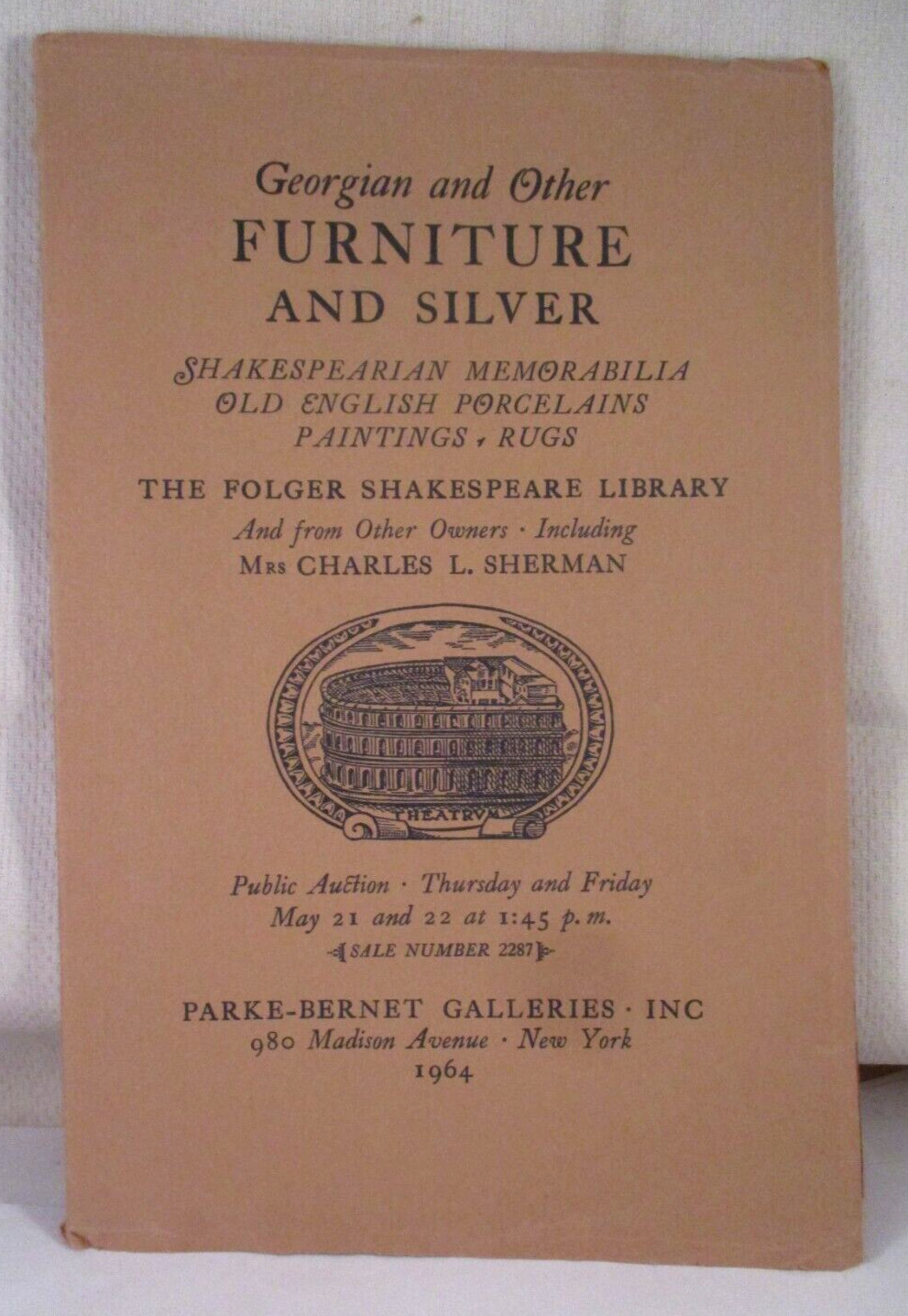 1964 PARKE BERNET AUCTION GEORGIAN & OTHER FURNITURE & SILVER PAINTINGS CATALOG