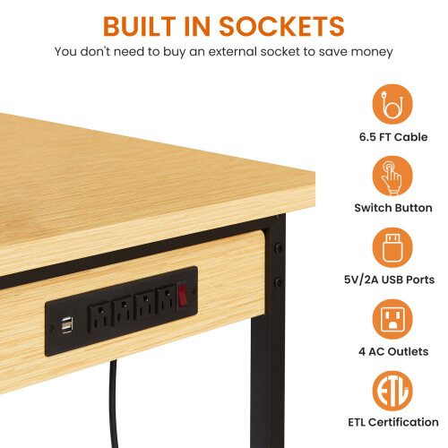 48"Heavy-Duty Adjustable Workbench w/Pegboard & Power Outlets Work Bench Rolling