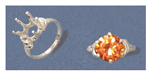 10mm Round Sterling Silver Off-Set Pre-Notched Ring Setting Size 7