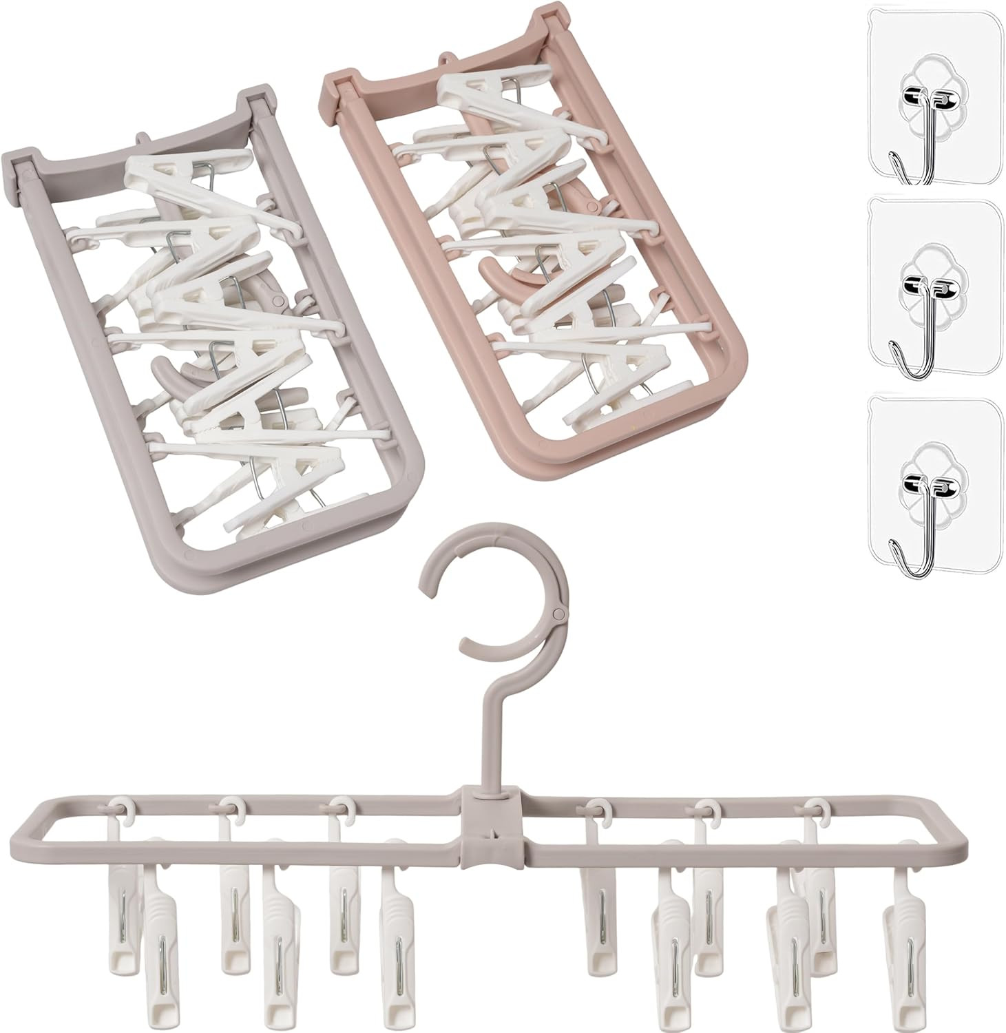 Clothes Drying Racks 2 Pack Small Folding Portable Underwear Hangers with 12 ...