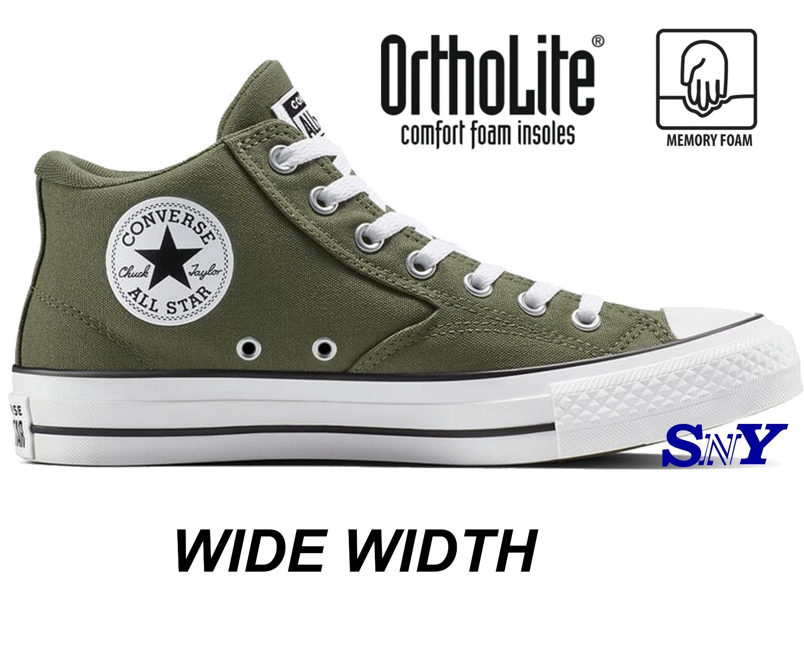 CONVERSE Men's Chuck Taylor All Star Malden Street Mid-Top Sneakers Wide Fit New