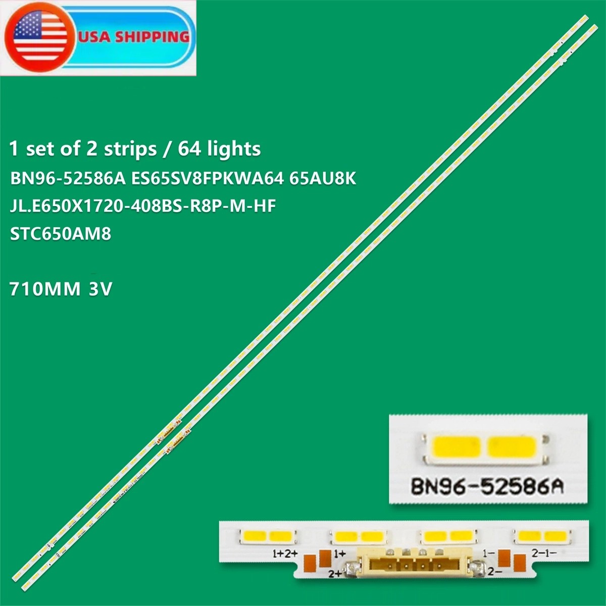 LED Strips For Samsung UN65AU8000KXZL UN65AU8000FXZA UN65AU800DFXZA BN96-52586A