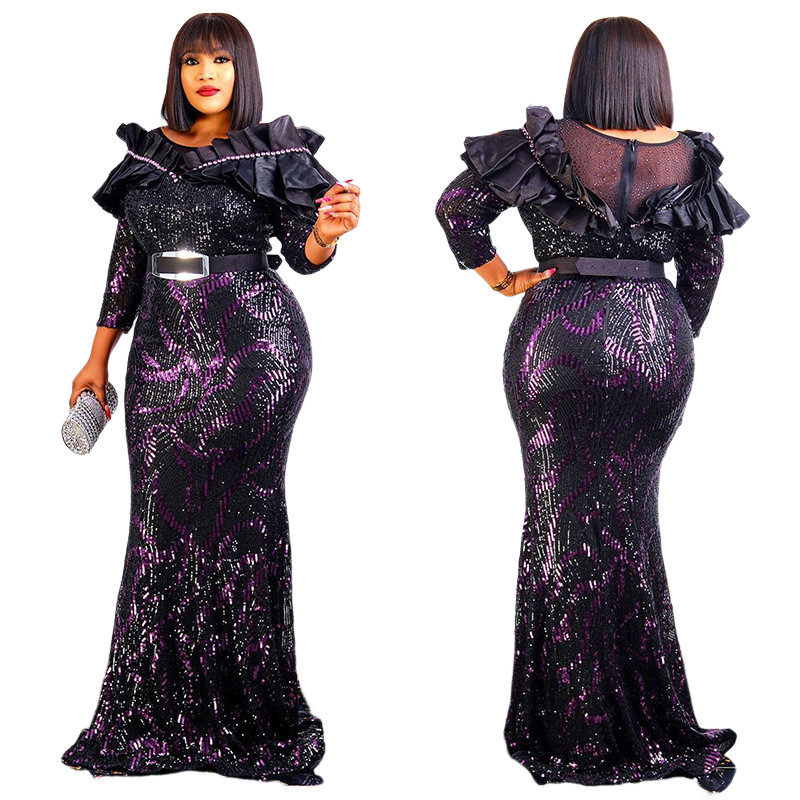 African Fashion Kaftan Turkey Women Luxury Sequin Dress Party Gowns Dashiki Robe