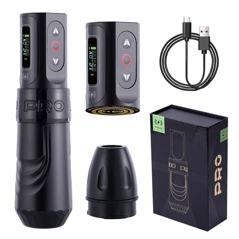 Professional Wireless Rotary Tattoo Pen 2 Batteries Adjustable Stroke for Liner