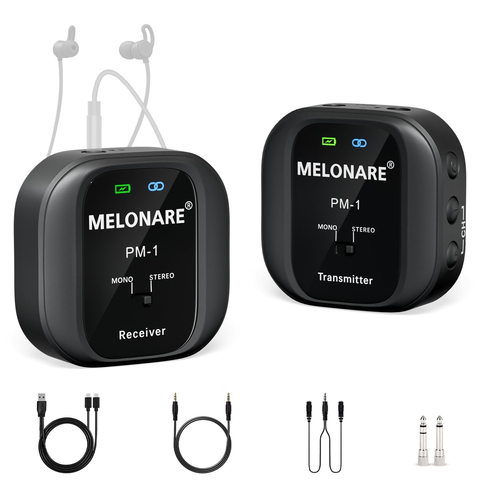 MELONARE PM-1 Wireless in-Ear Monitor System - UHF 500MHz, No Delay, HD Audio...