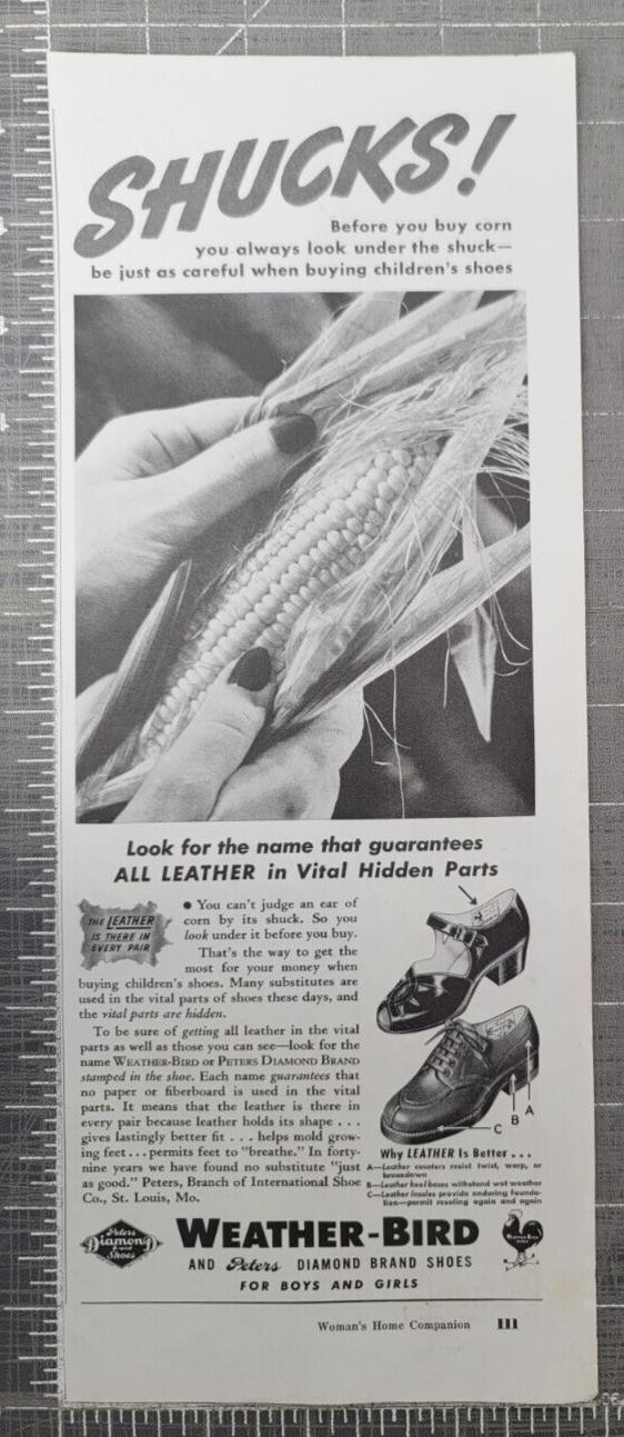 1942 Weather-Bird and Peters Diamond Brand Shoes Magazine Print Ad St. Louis Mo