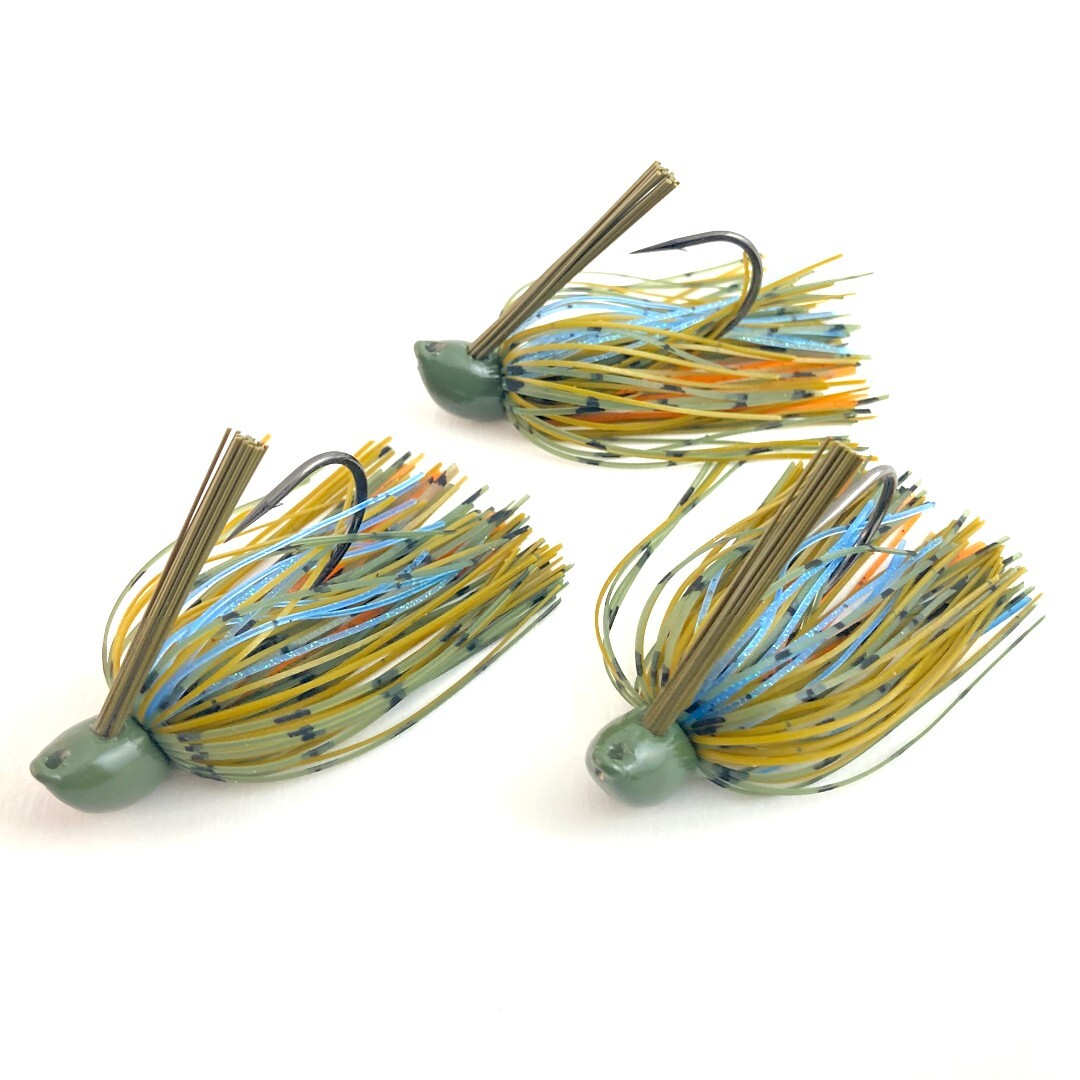 3 Hand-Tied, 1/2-oz. Sunfish Recessed Flat-Eye Flipping Jigs