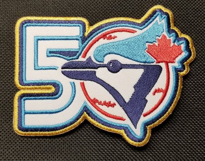 Toronto Blue Jays 50th Anniversary Embroidered Patch approx 3x3.75" MLB