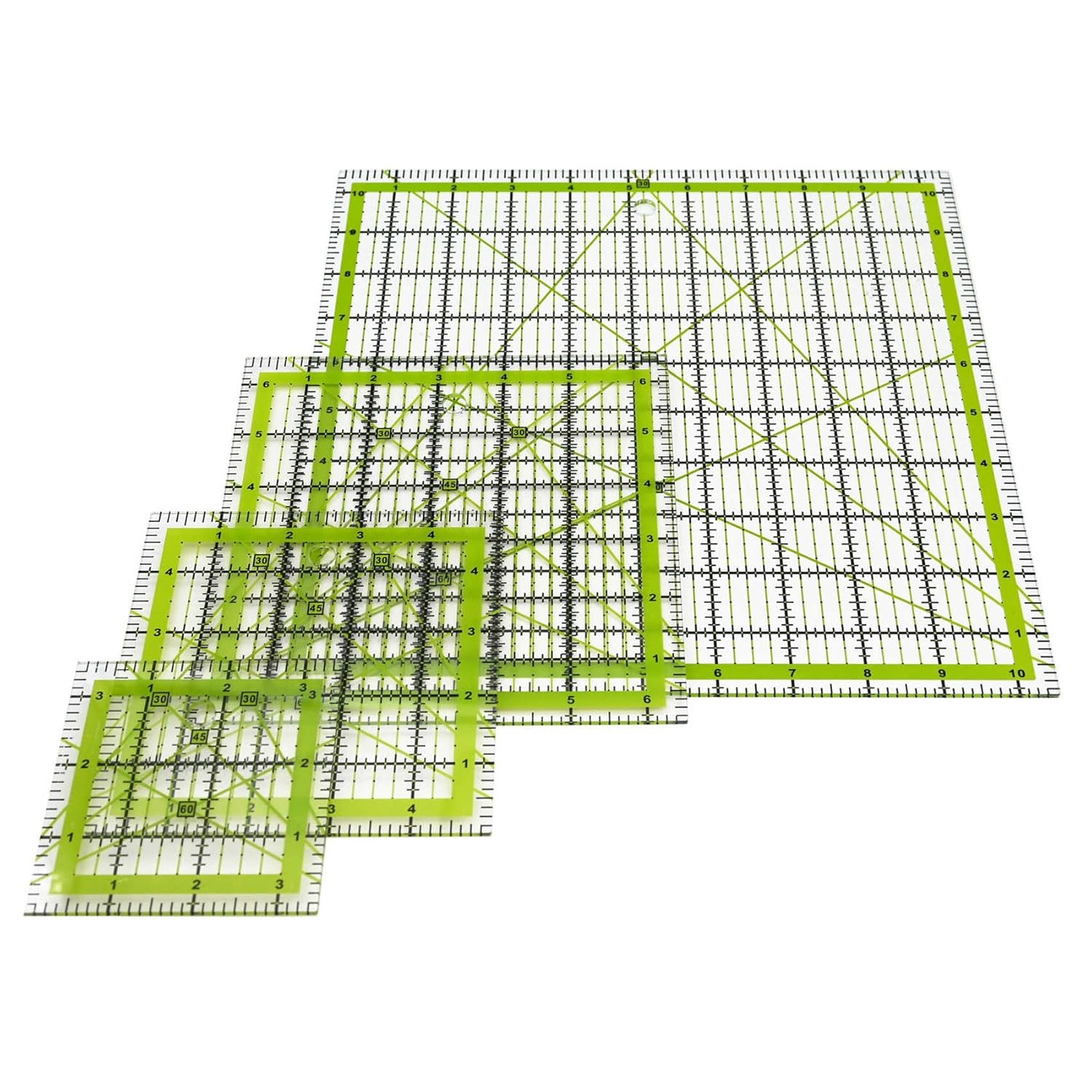Quilting Rulers,Sewing Ruler,4 Piece Quilting Square Templates Green(3.5"X3.5",5