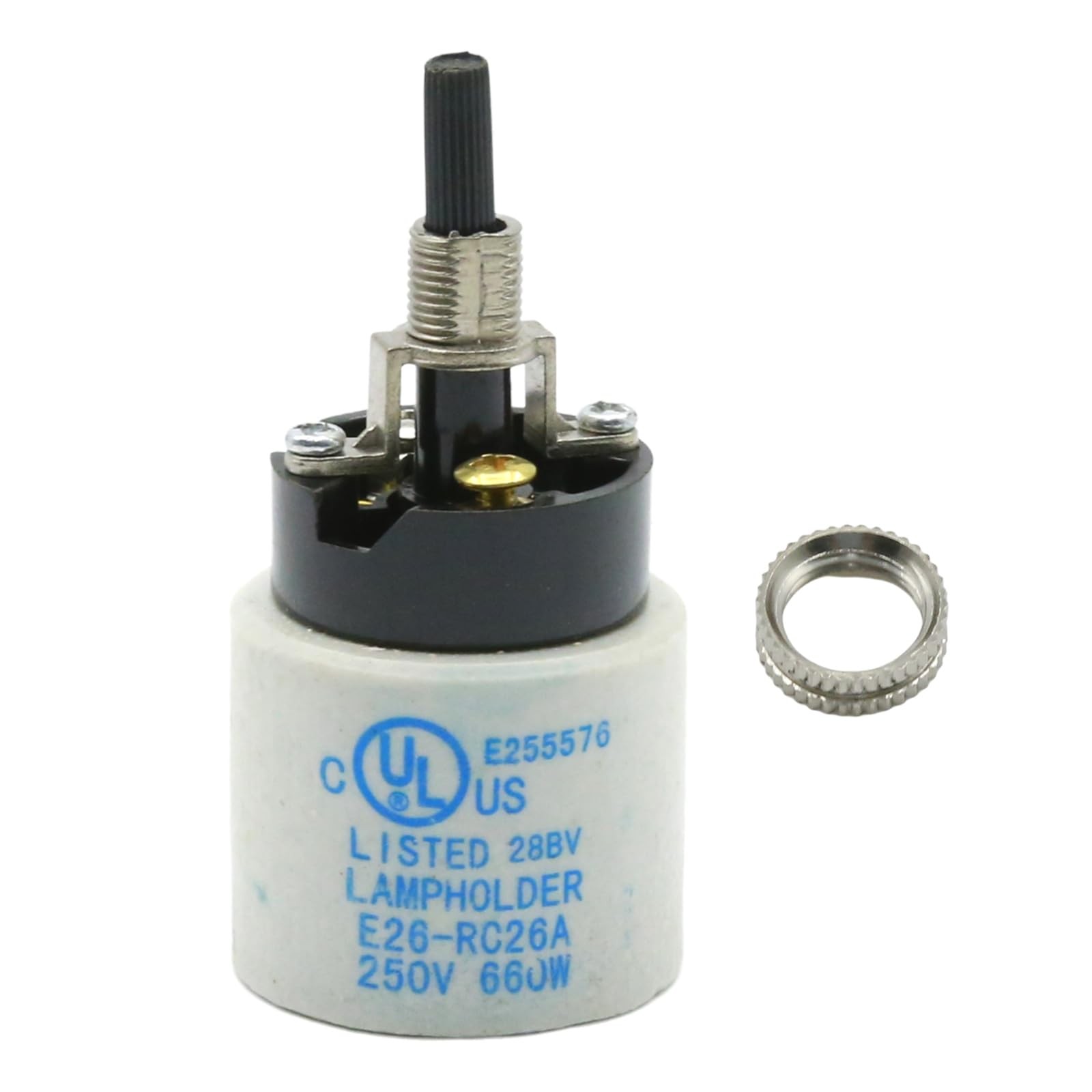 Zreneyfex E26 E27 Rotary Lamp Switch Replacement with Socket Holder black