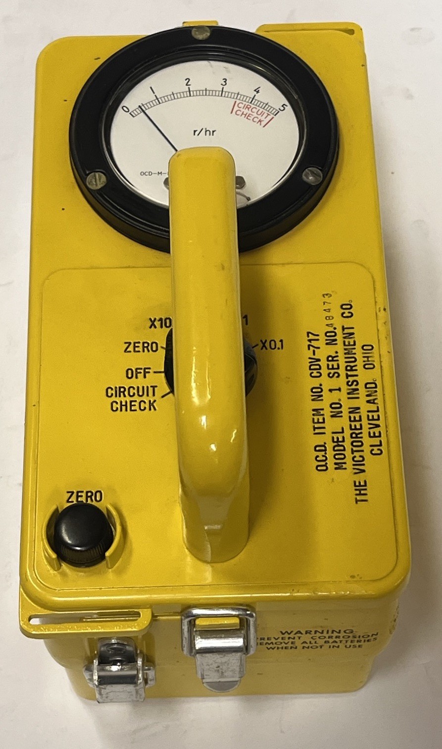 Vintage Victoreen Instrument Co. CDV-717 Model 1 Radiological Survey Meter