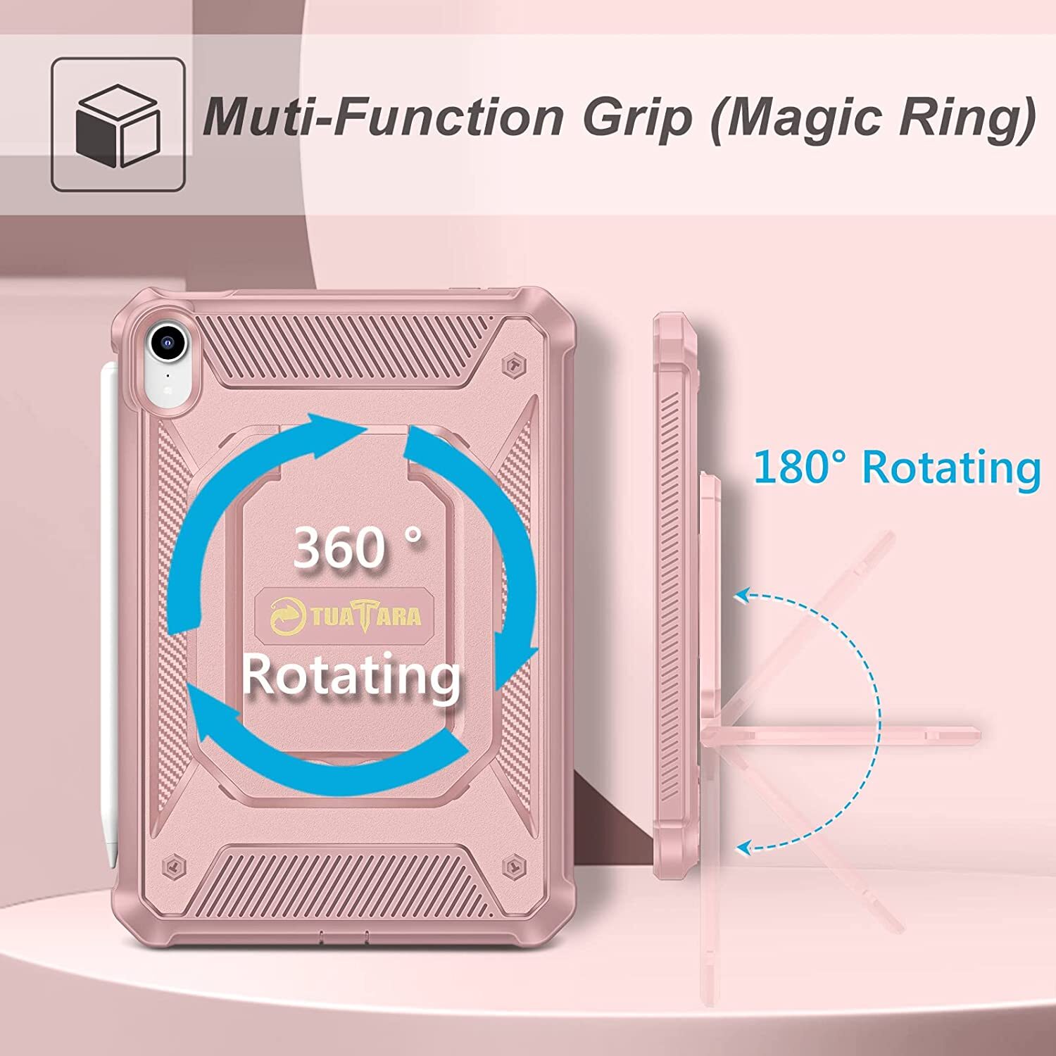 Shockproof Case for iPad Mini 6 2021 Rotating Rugged Cover with Screen Protector