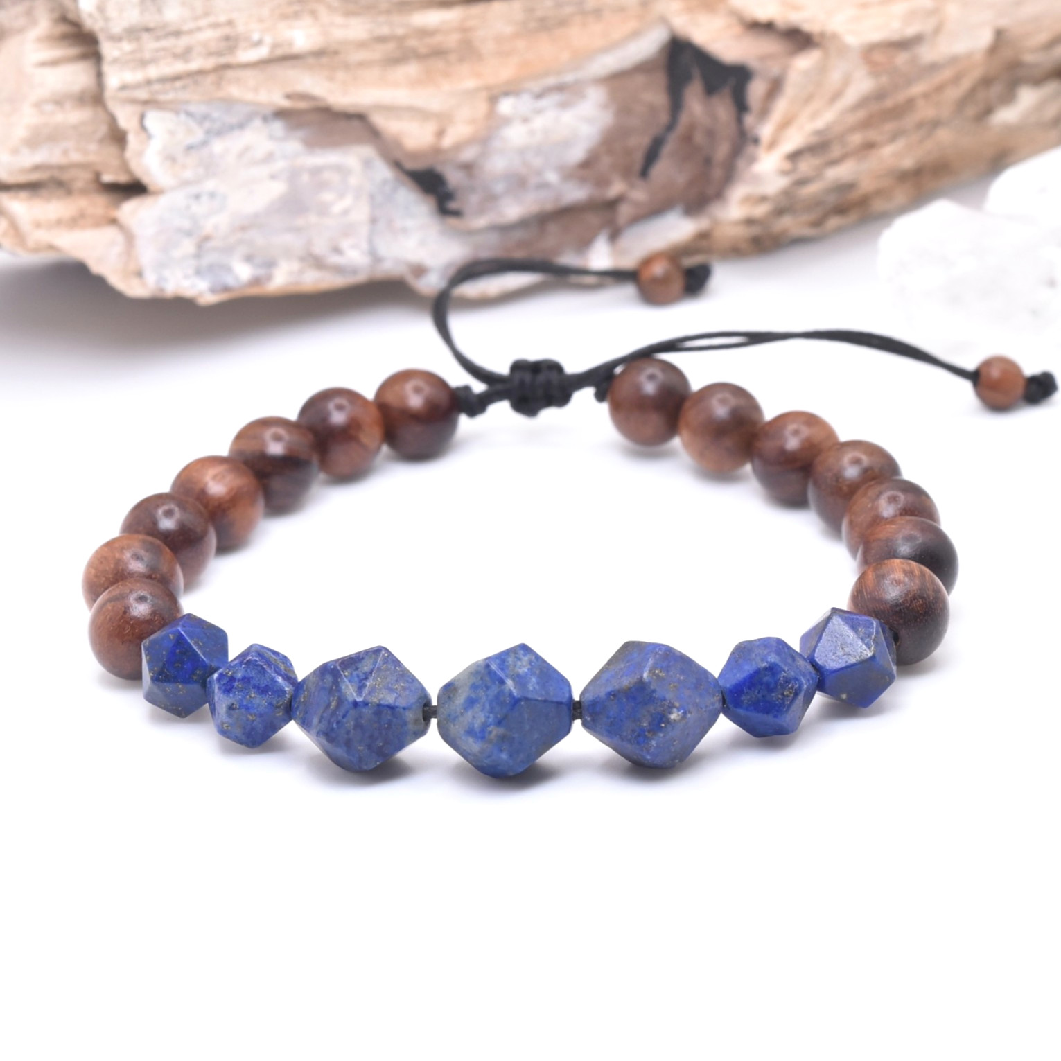 Lapis Lazuli Natural Diffuser Wooden Bracelet. Crystals "For Truth & Wisdom"
