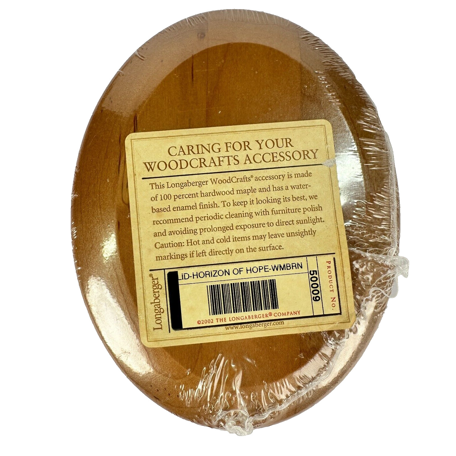 Longaberger HOH Basket Woodcrafts Lid 5.5L x 4.5W. New in Plastic