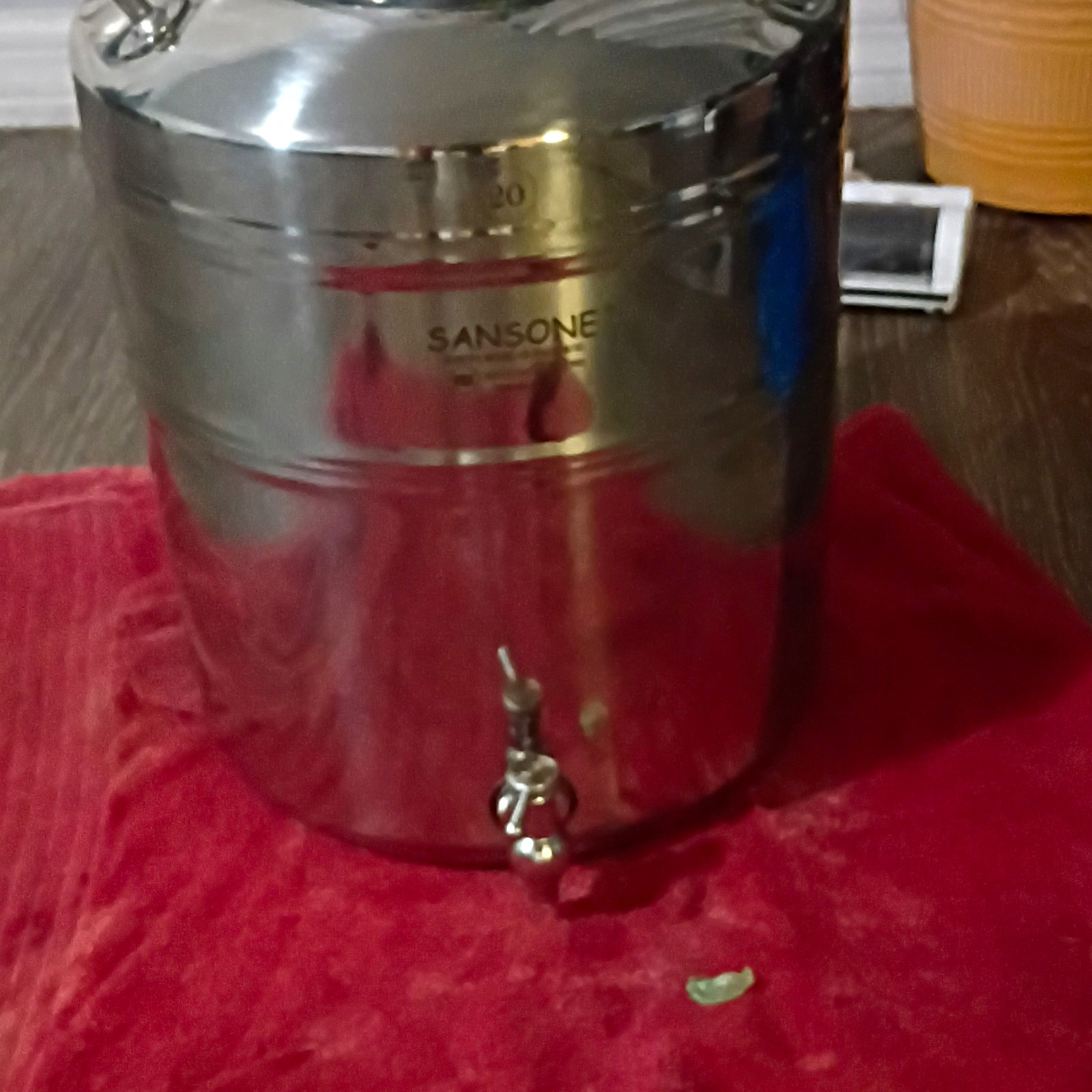 Sansone 20L Stainless Steel Silver Wine Tank Dispenser with Spigot Made In Italy