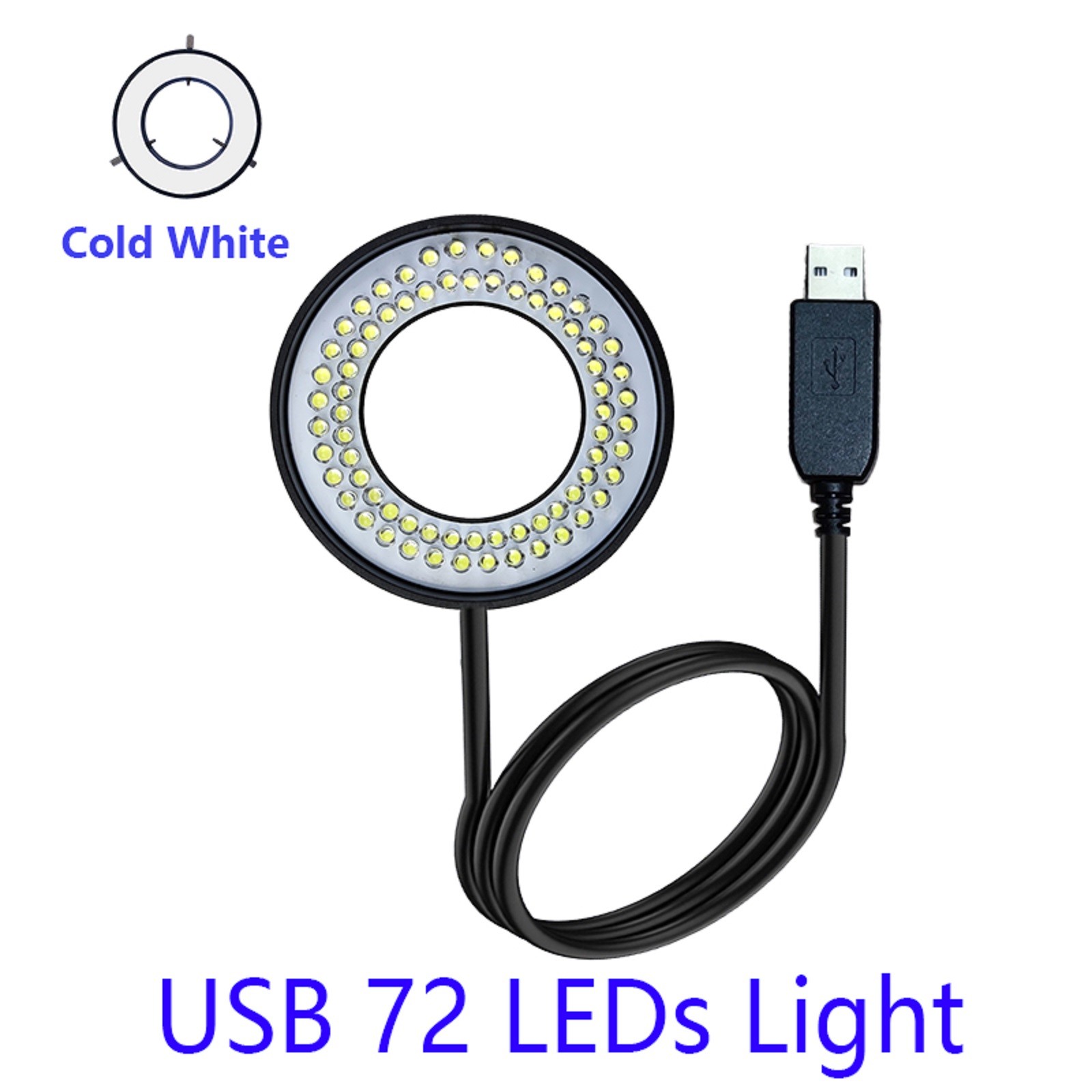 New USB 72 LED Ring Light Microscope Adjustable bright Illuminator Focus Lamp