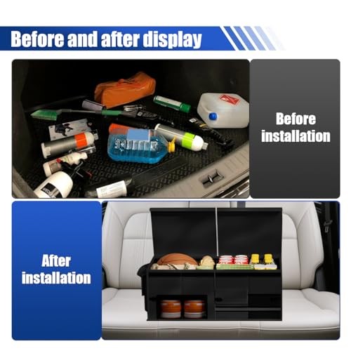 Car Trunk Organizer, Collapsible Multi Compartment Cargo Storage Box with Black