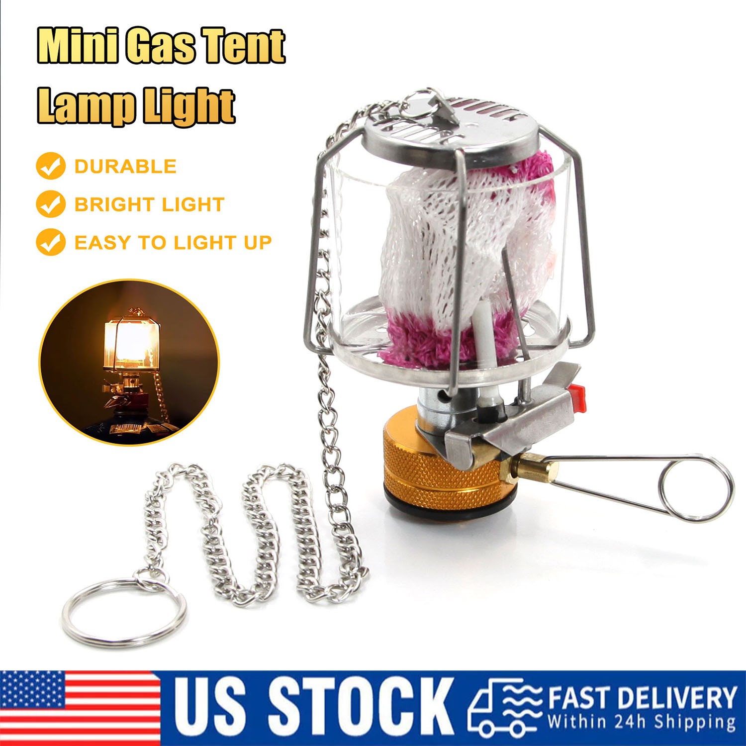 Camping Gas Lantern, Lightweight Outdoor Gas Lamp Light for Camping and Hiking