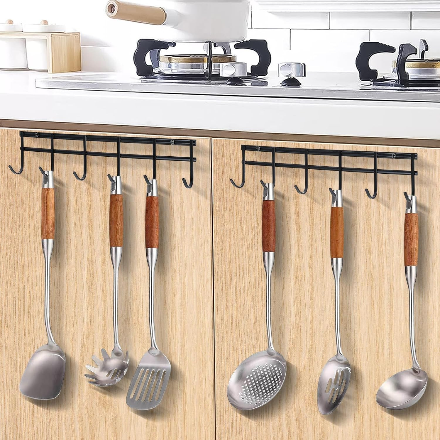 Kitchen Utensil Hanger, 2 Set Wall Mount Kitchen Hooks for Hanging Utensils | 15
