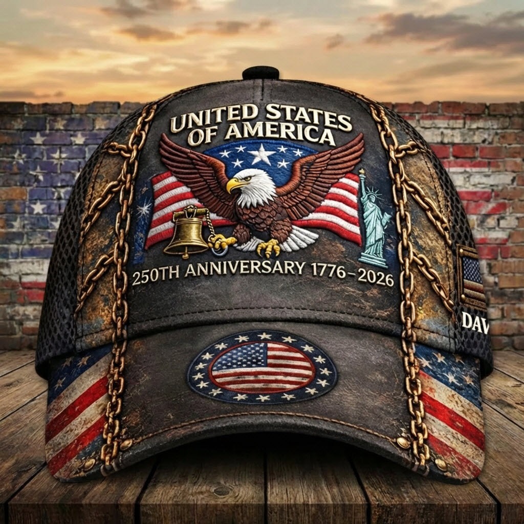 USA 250th Anniversary Hat Patriotic Eagle Bell 1776–2026 Celebration Cap