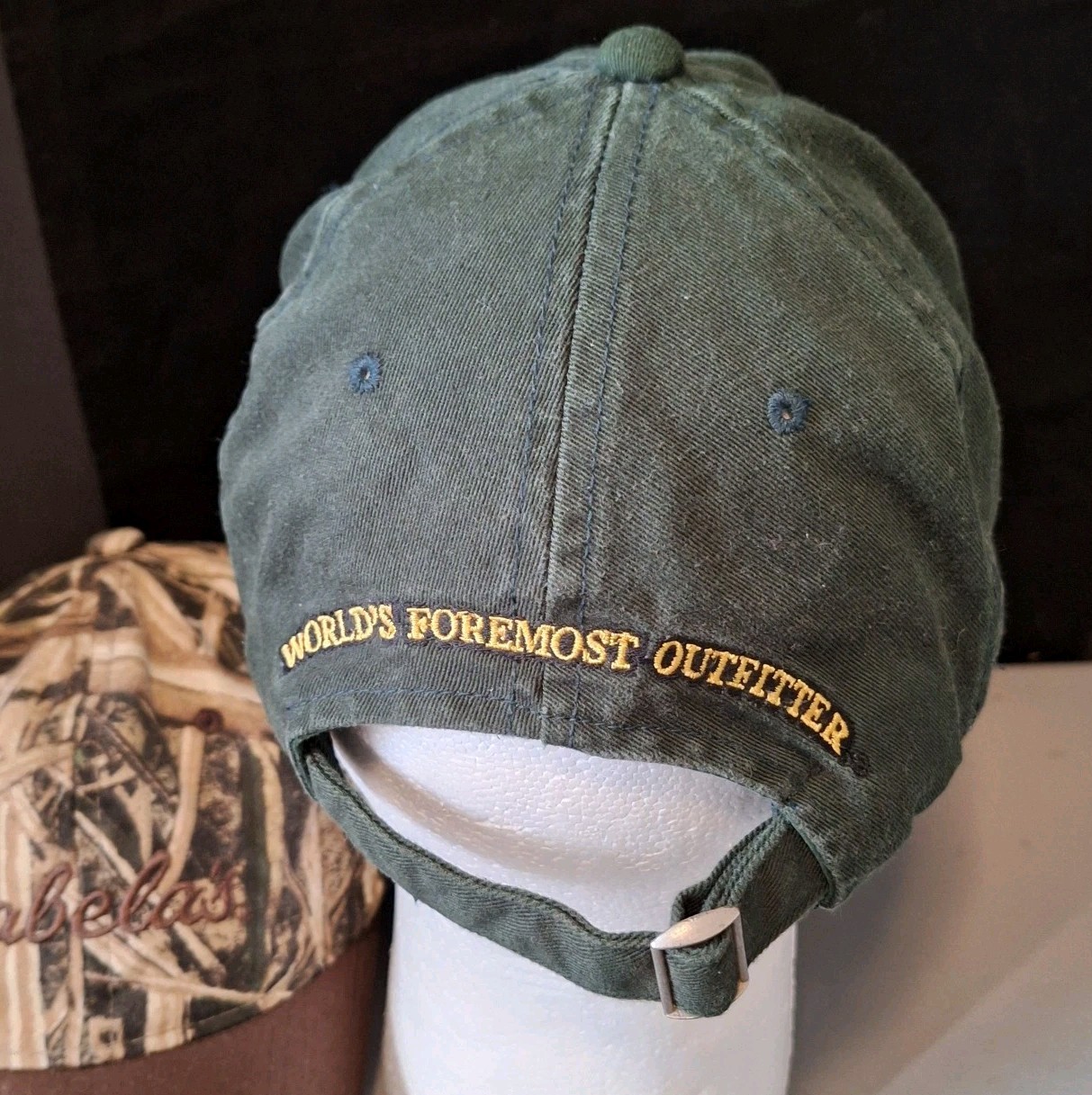 Lot Of 2 Cabelas Hats Adjustable Camo & Green Hunting, Fishing, Outdoors
