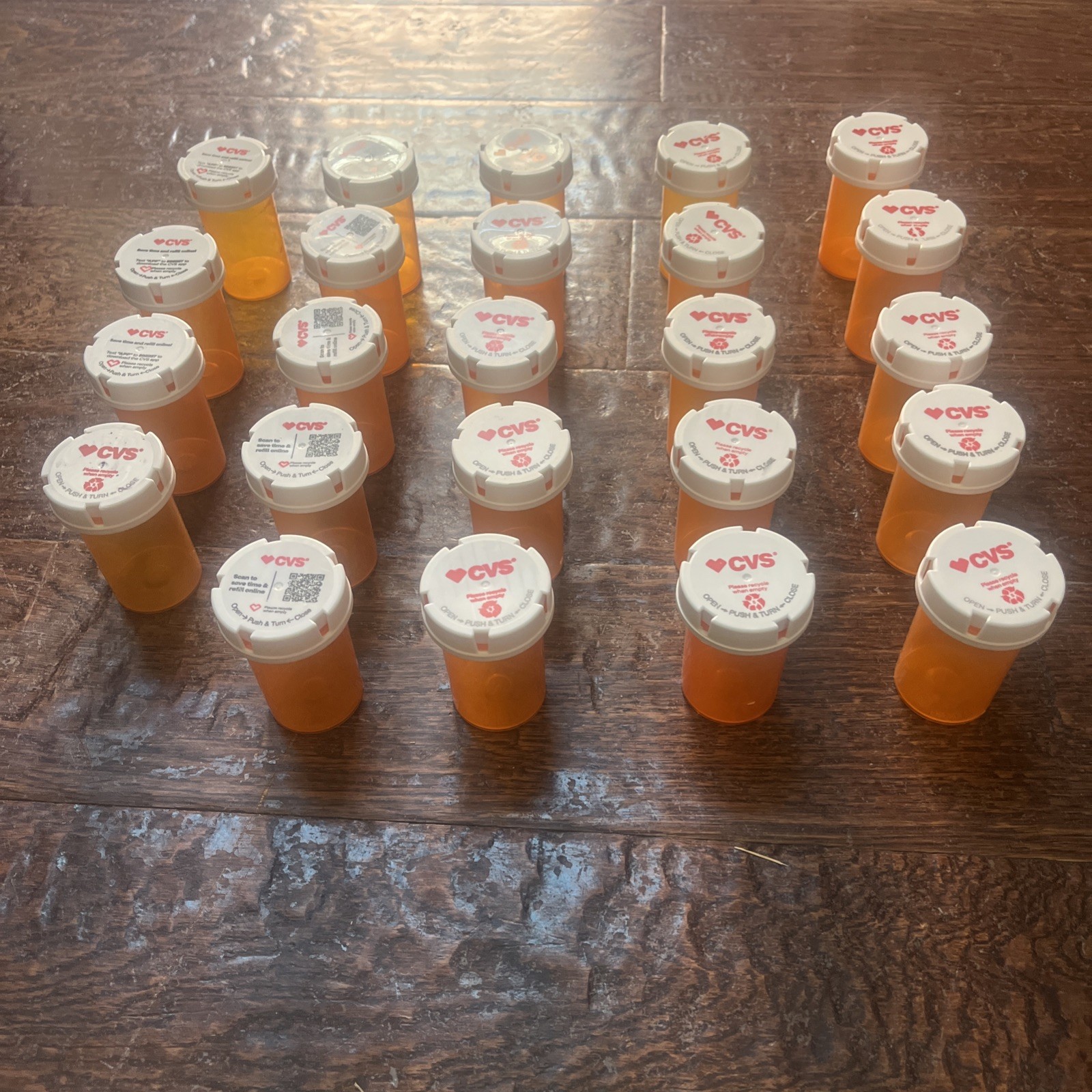 Lot of 27 Empty Amber Prescription Rx Pill Bottles Craft Storage Organizers