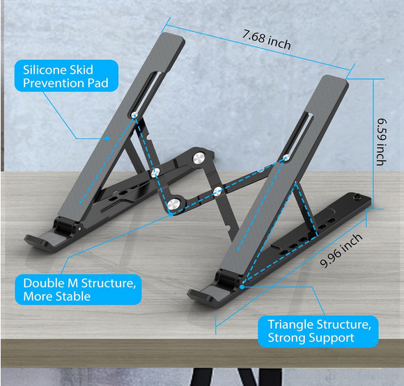 Portable Adjustable Laptop Stand Foldable Notebook Riser Ventilated Cooling Hold