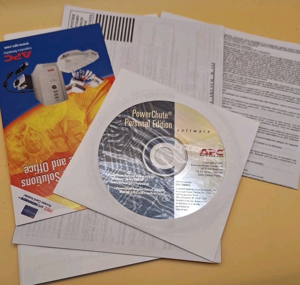APC Power Chute Battery Backup Back-UPS Personal Edition Software CD Windows/Mac
