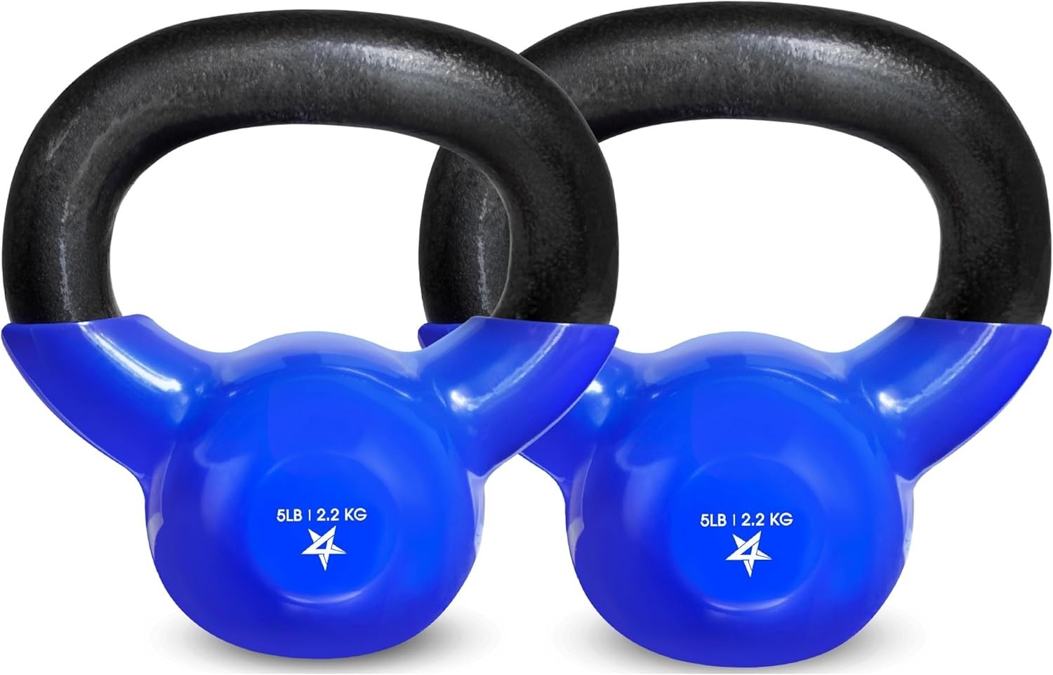 Kettlebell, 5-100 LB Vinyl Coated Cast Iron Strength Training Kettlebells for...