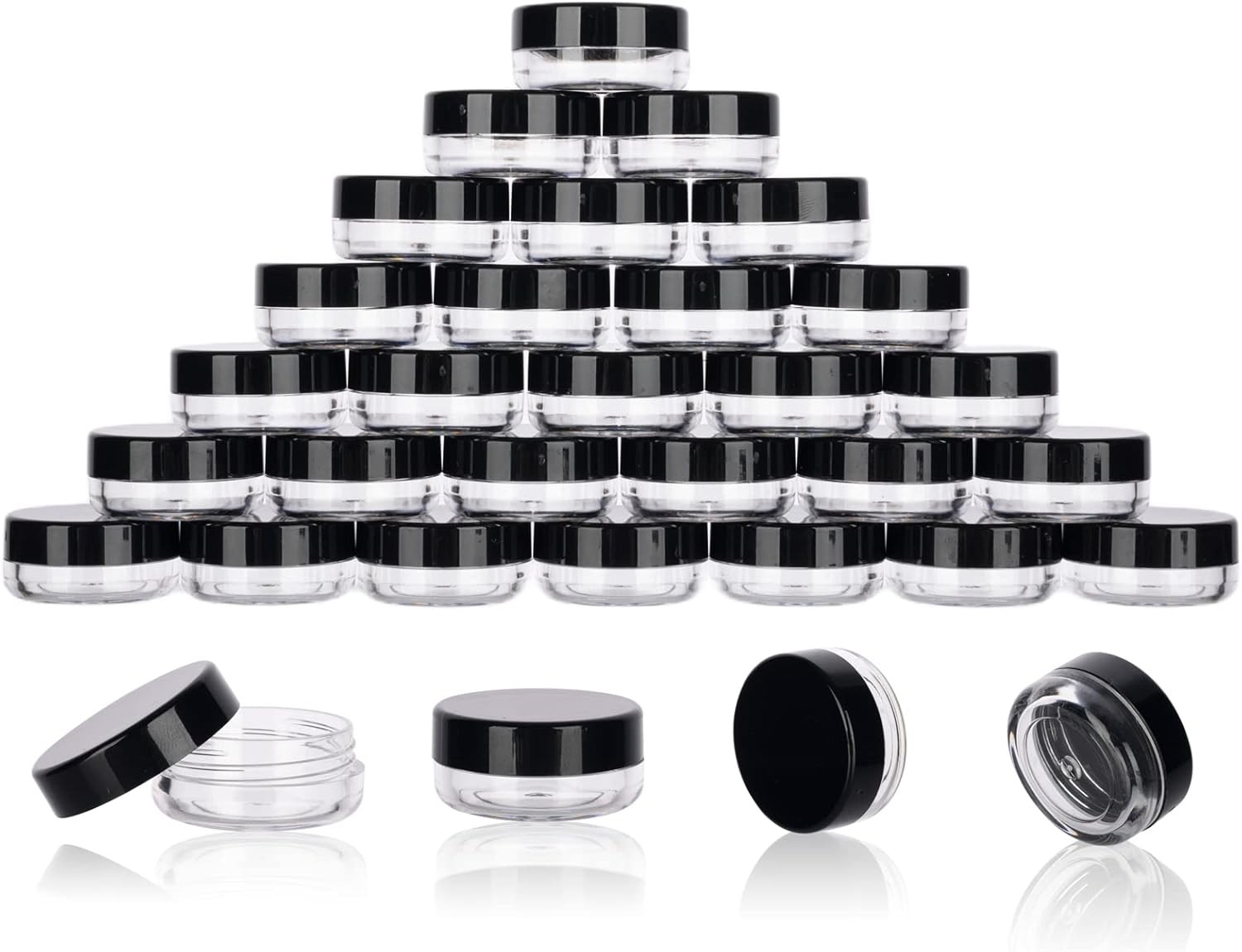 Sample Containers with Lids 50 Count Tiny Jars Lip Balm Cosmetic Travel Spatulas