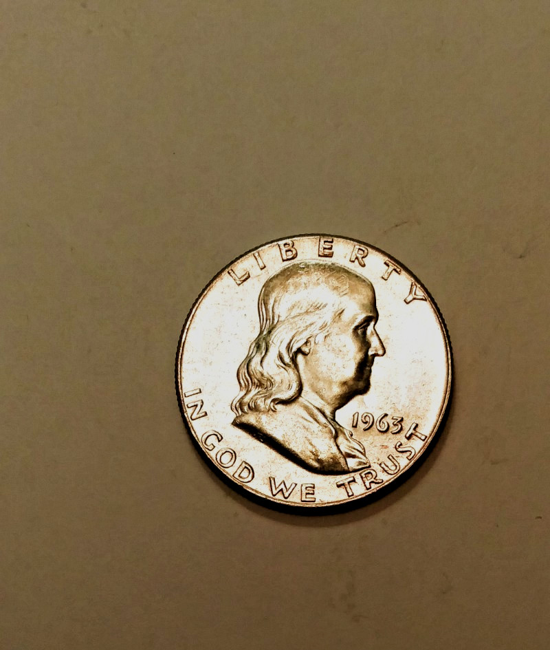 1963-P Franklin Half Dollar - Gem BU - 90% Silver - FBL - Brillant Luster