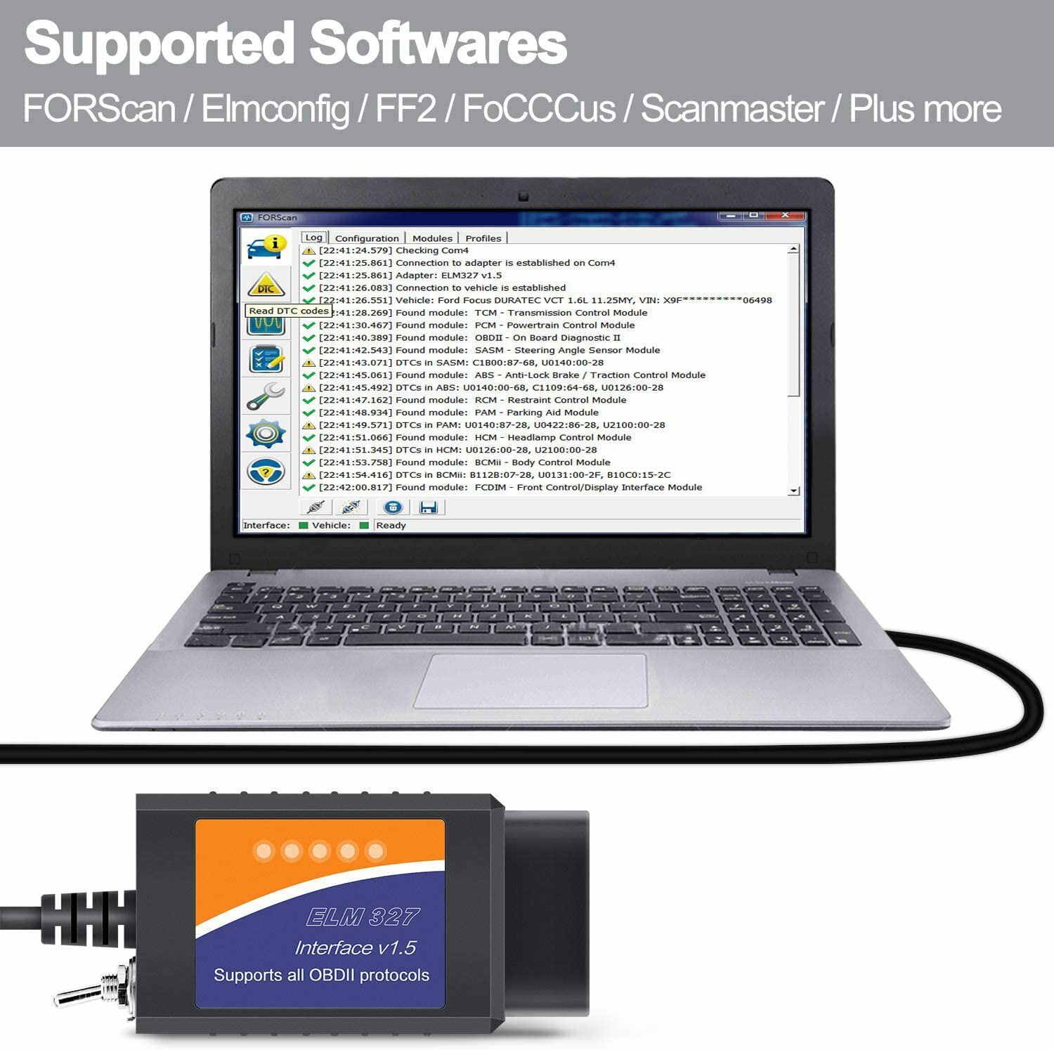 ELM327 V1.5 USB FORScan OBD2 Scanner Adapter for Ford Mazda Car and Light Truck