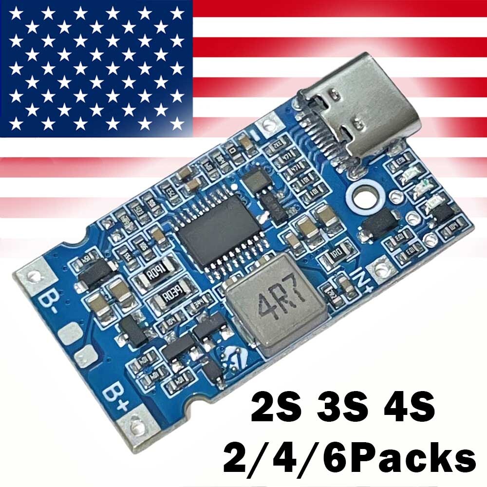 2/4/6PCS Type-C/Micro USB 2S 3S 4S BMS 18W 2A Li Li-ion Battery Charging Module