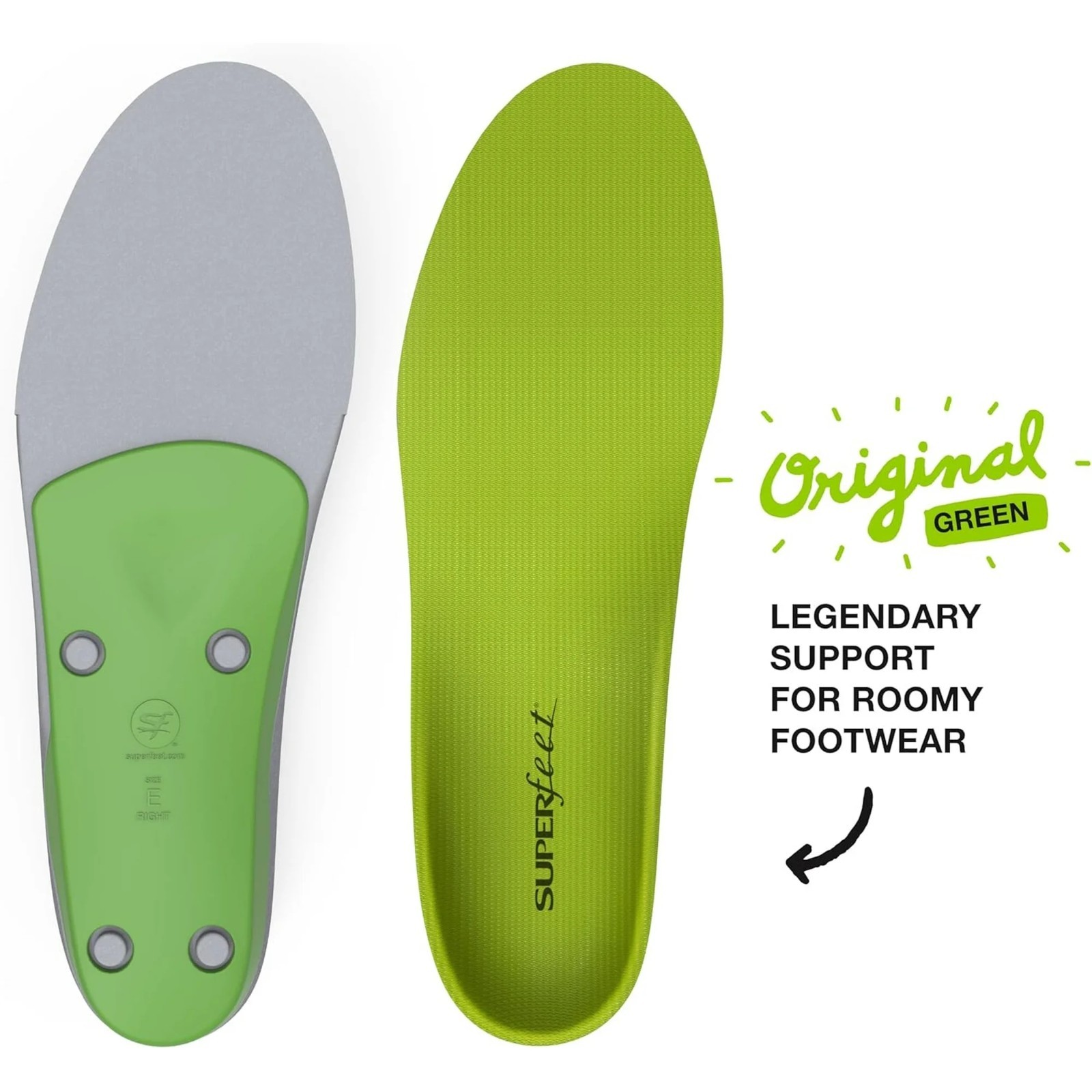 Superfeet green Insoles, Professional-Grade High Arch Orthotic Insert Size C