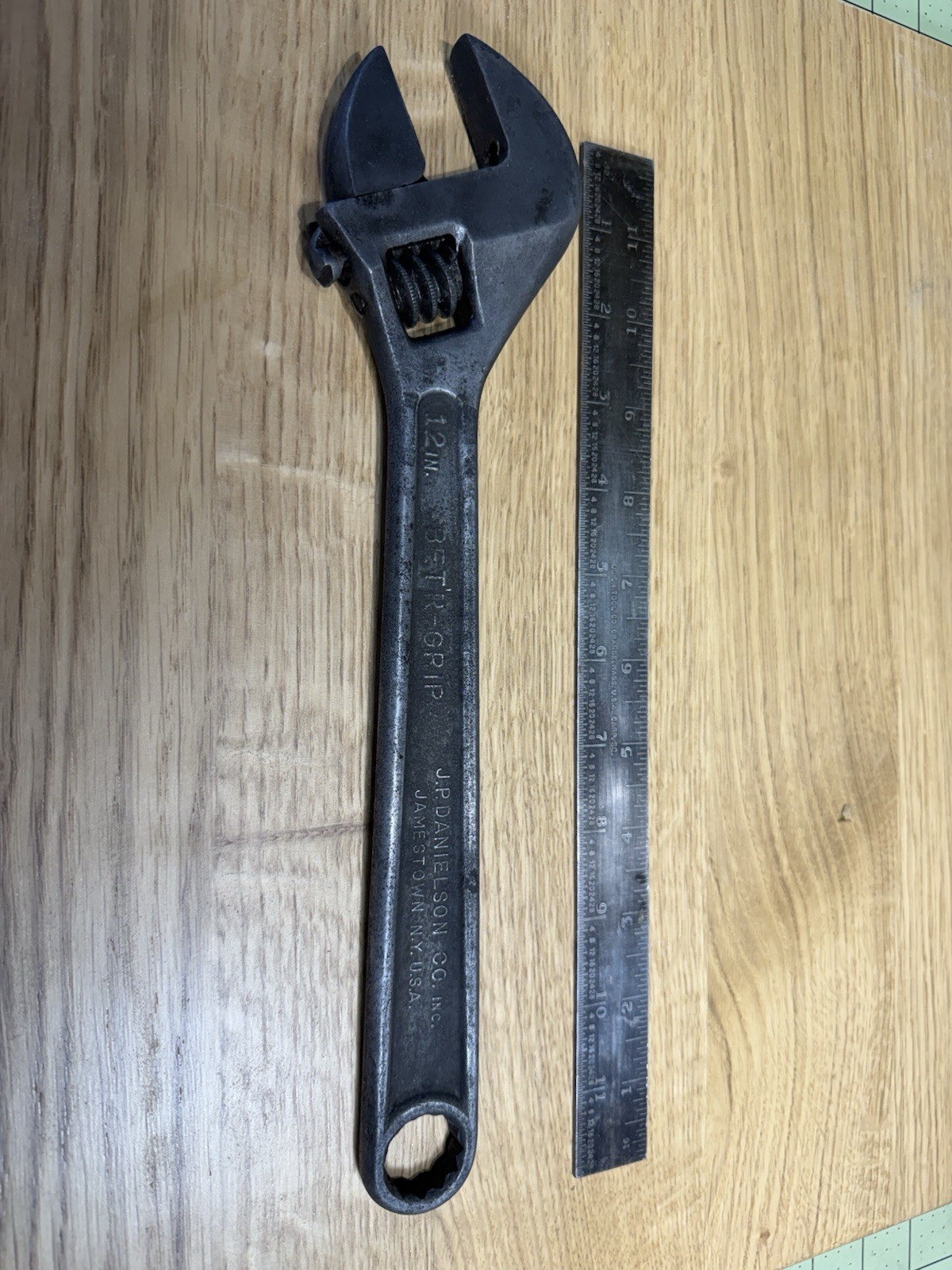 Vintage Made In USA JP Danielson BETR-GRIP 12" Adjustable Wrench