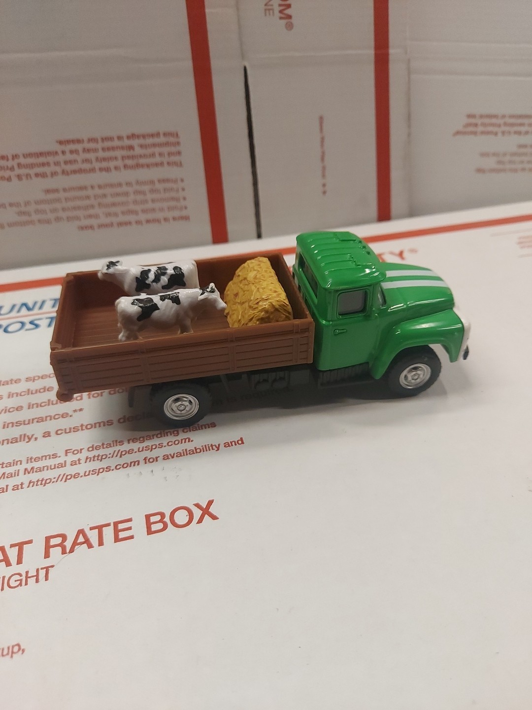 Dairy Cows Truck Old Green Farmer Truck Hauling A Pair Of Cows.Scale 1:53