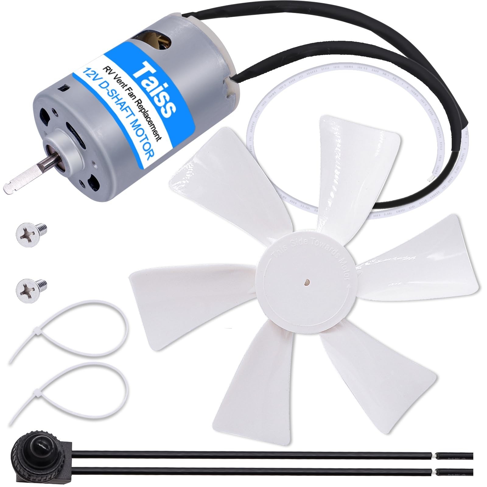 Taiss 6 inch RV Vent Fan Blade with 12V D-Shaft Motor RV Vent Fan Replacement...