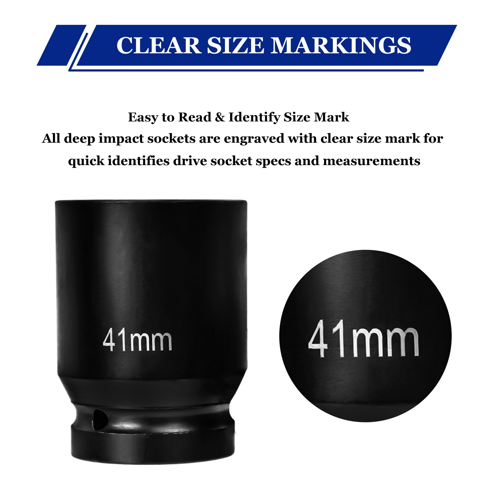 8 Metric Deep Impact Socket 1" inch Drive 6 Point Universal Hex Jumbo Socket Set