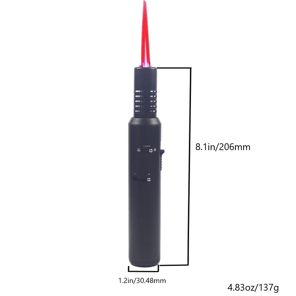 8.1''Red Flame Torch Lighter Butane Refillable Adjustable for Candle BBQ outdoor