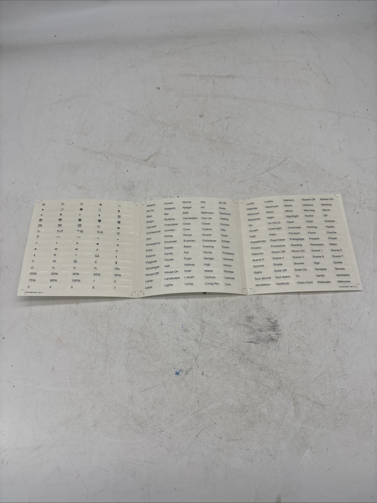 Lutron QS Wallstation Switch Location Label Sheet Icons