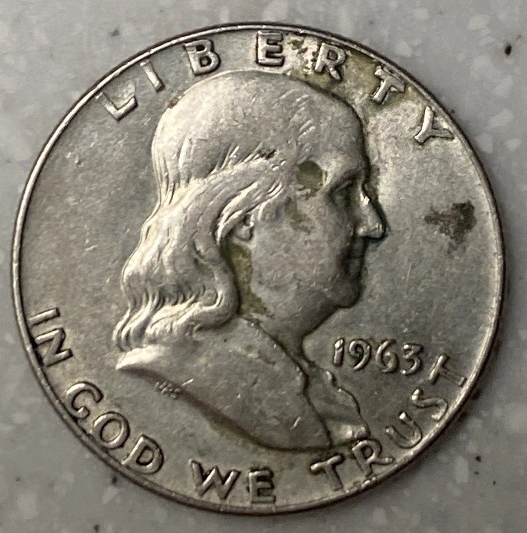 1963 D Franklin Silver Half Dollar-90%  Silver- Circulated Coin #7783