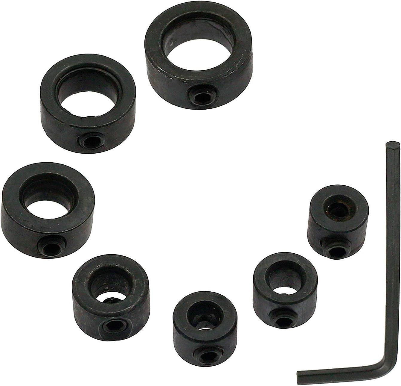 7PCS Drill Stop Bit Collar Set 1/8", 3/16", 1/4", 5/16", 3/8", 7/16", 1/2" with
