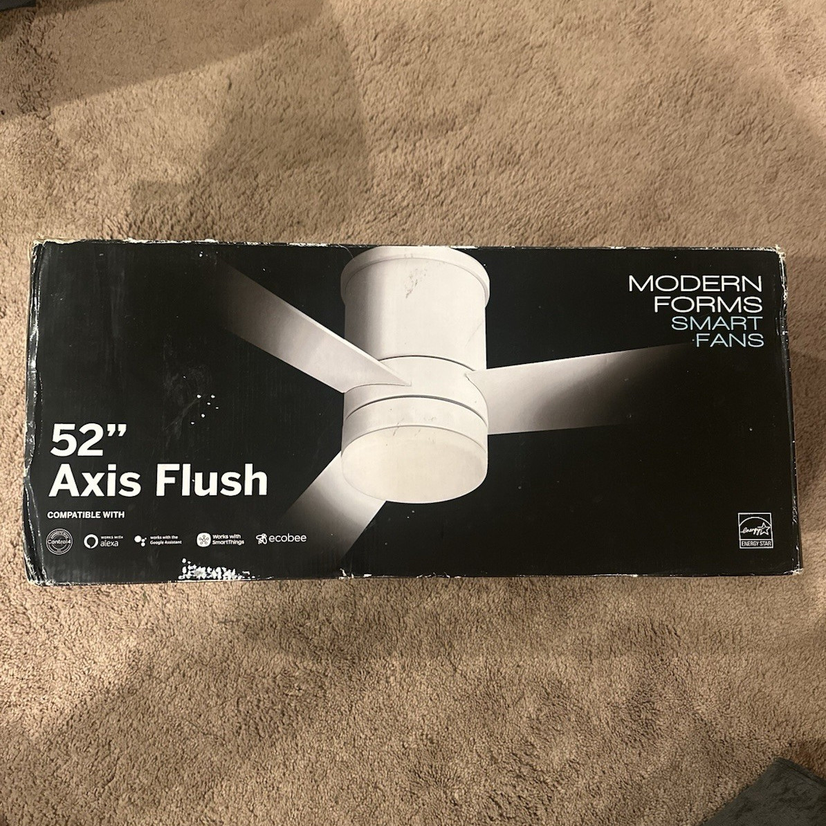 Modern Forms Axis Flush 52" Smart Flush Mount Ceiling Fan White w/ Light