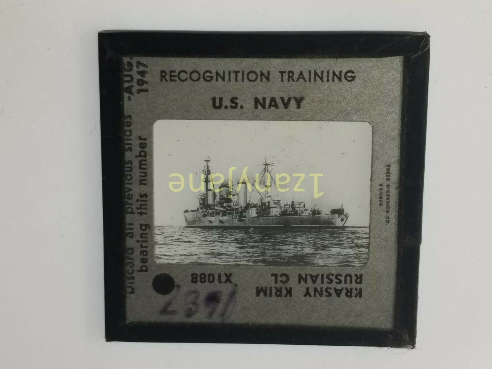 1687 PHOTO GLASS SLIDE PLANE/SHIP Military KRASNY KRIM RUSSIAN CL X1088