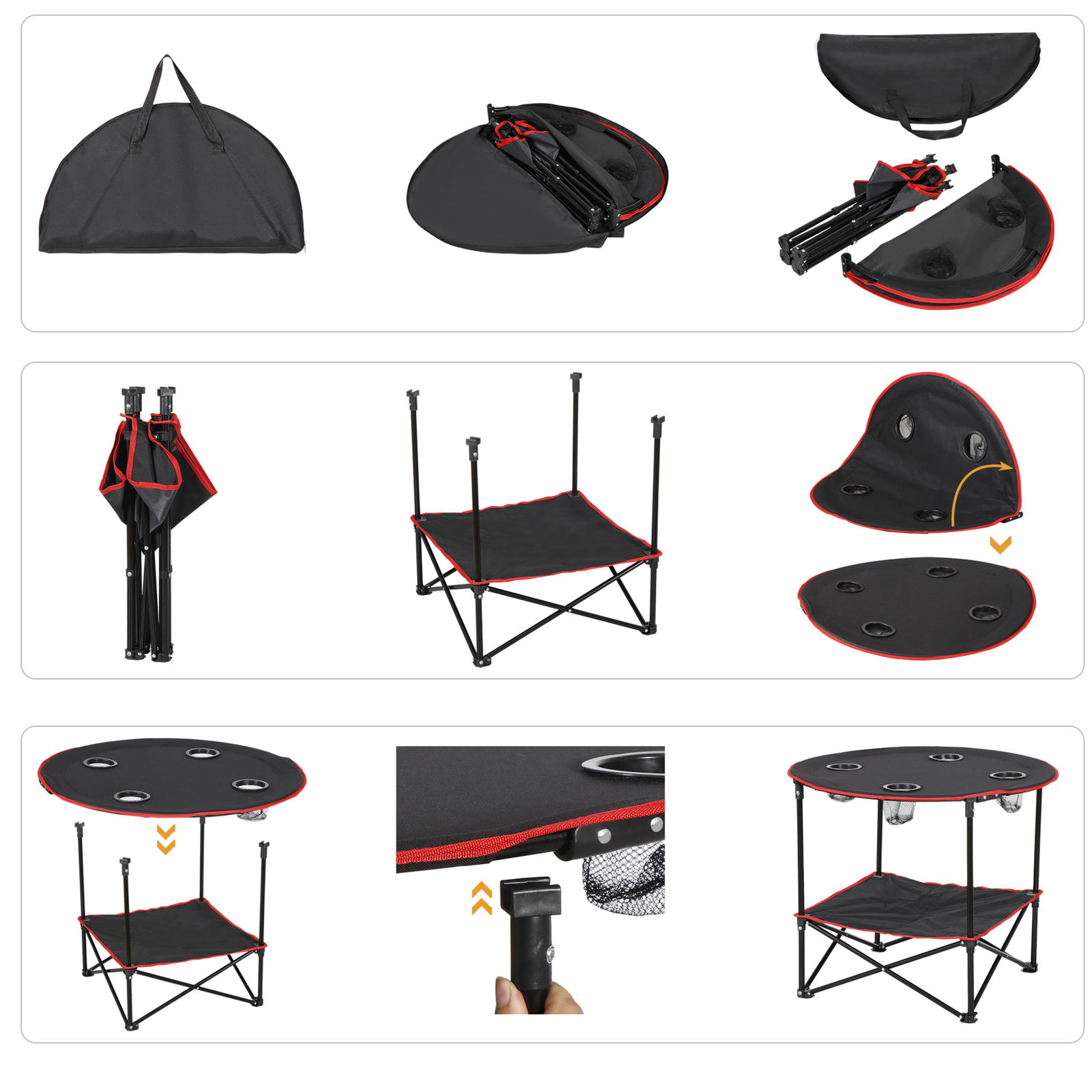 Portable Beach Table Folding Picnic Table with Carry Bag with 4 Cup Holders