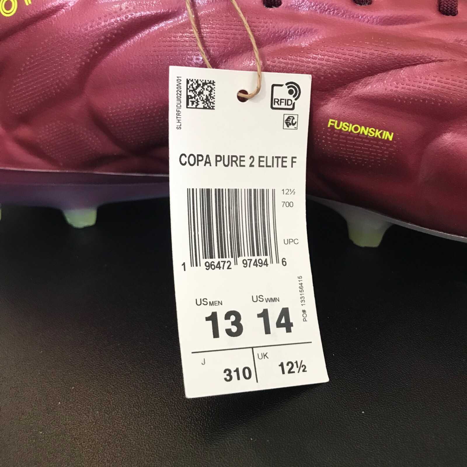 Adidas Men's Sz 13 Copa Pure 2 Elite F Soccer Cleats IE7486 Shadow Red