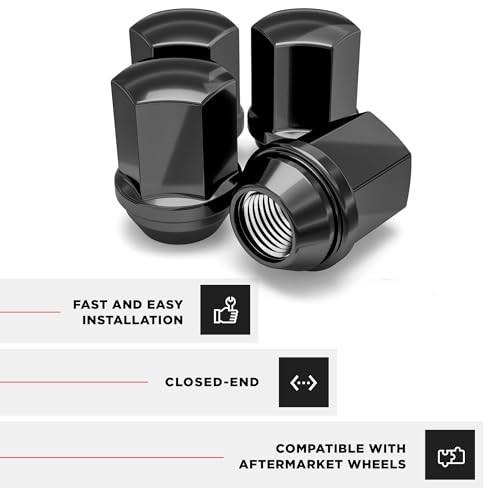 9/16"-18 Lug Nuts for Select Dodge and Ram, Factory Style Solid Piece (Black