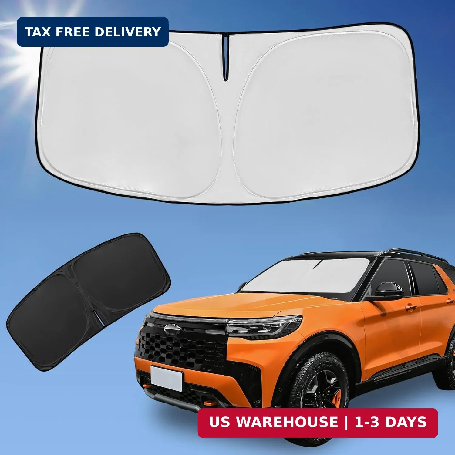 for Ford Explorer 2020-2025 2026 Sun Shade Sunshade Windshield Cover, 4-Layer Fr