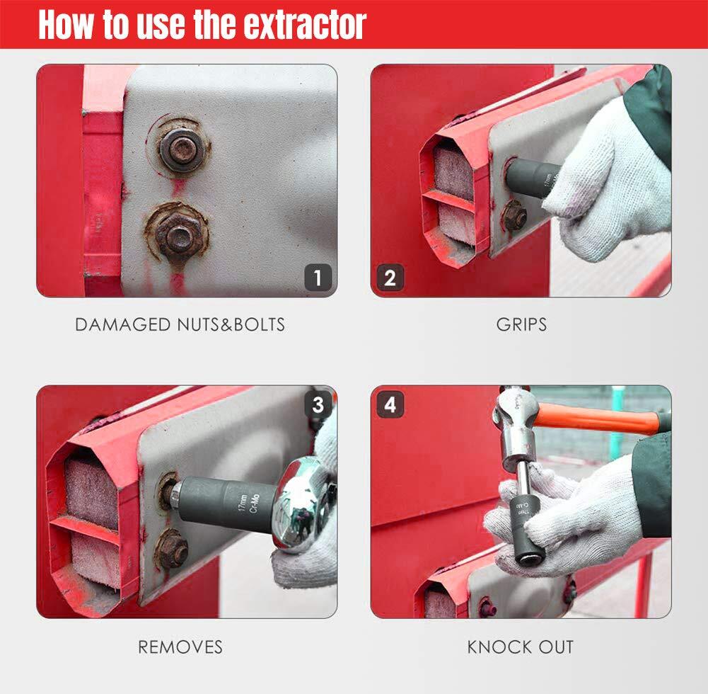 5 Pcs 1/2 Twist Socket Set 6point Sockets Nut And Bolt Extractor Tool Kitbolt &